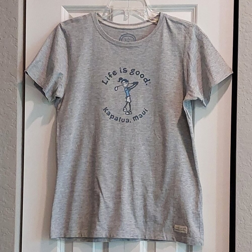 Life Is Good Gray Golfer Tee from Kapalua, Maui Hawaii Women's Size S
